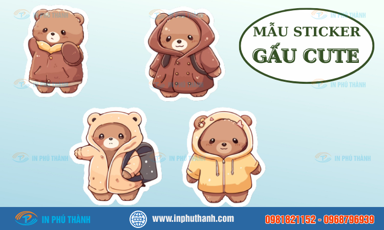 Sticker gấu cute 