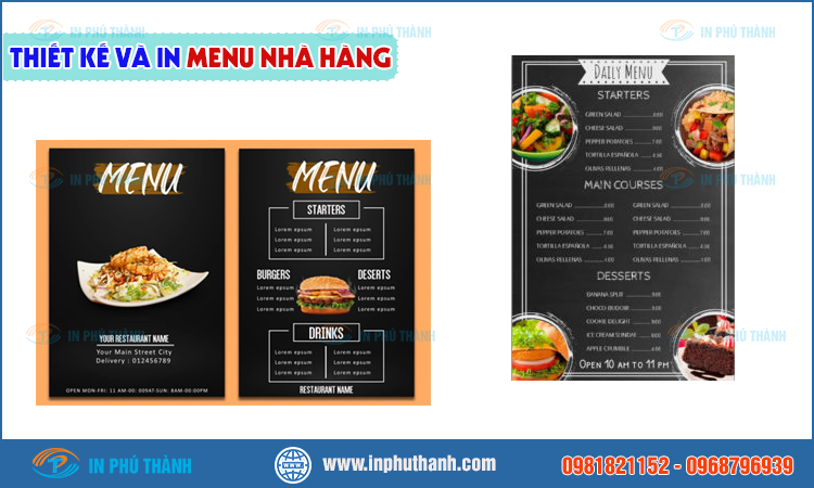 In menu nhà hàng